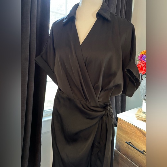 Silky Gorgeous Black Wrap Dress - Picture 2 of 5